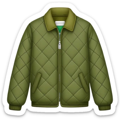 dark olive green jacket over a lighter green top sticker