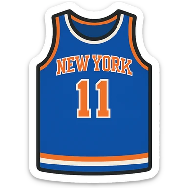flat toon style new york knicks basketball jersey featuring the number 11 sticker