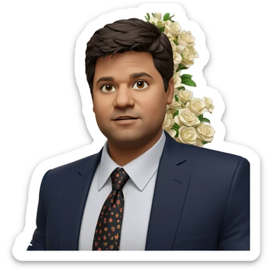 formal portrait with flower sticker