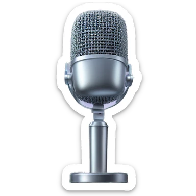 Realistic isolated gradient silver holographic podcast microphone sticker