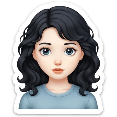 girl with black wavy hair  sticker
