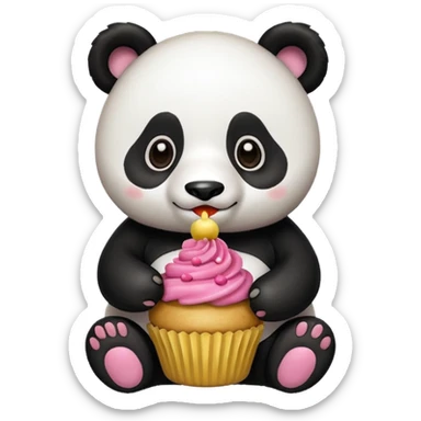 panda with cupcake sticker