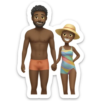 Son and mother enjoying the beach sticker
