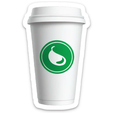 White take away coffee slip with green logo sticker