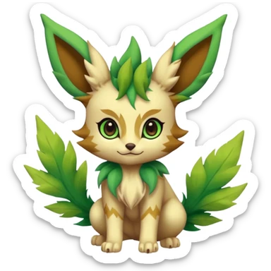 Kawaii cute cool feral Sprigatito-Leafeon (full body) sticker