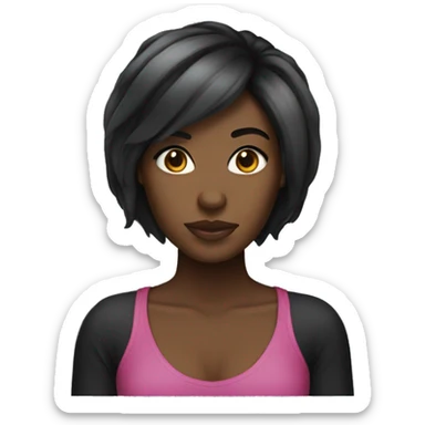 Black girl with buss down wig  sticker