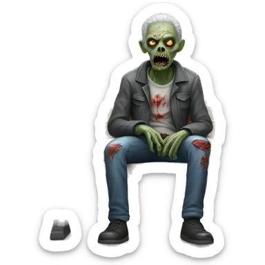Hyperrealistic Zombie sitting on a park bench  sticker