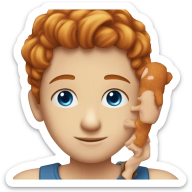 Boy with ginger hair and blue eyes kissing a girl with brown hair and blue eyes  sticker