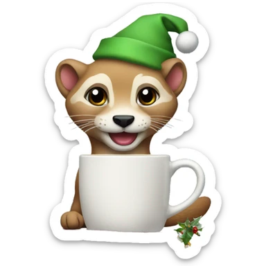 a weasel with a christmas mug sticker