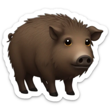 Sad brown boar with stubble in a black winter ha sticker