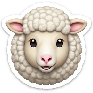 Cinematic Comical Sheep Portrait Emoji, Head tilted dramatically with an exaggeratedly amused expression, featuring a strikingly fluffy white fleece with a quirky pattern and wide, expressive eyes filled with playful disbelief, Simplified yet hilariously expressive features, highly detailed, glowing with a slightly sassy glow, high shine, dramatic yet playful, stylized with an air of cheeky mischief, bright and endearing, soft glowing outline, capturing the essence of a spirited and over-the-top sheep, so meme-worthy it feels like it could baa its way into internet fame instantly! sticker