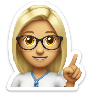 Girl nerd emoji with finger pointing up  sticker