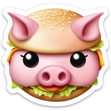Pig eating burger sticker