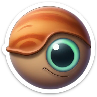 planet Mars with a cartoon snail face with raised eyebrow sticker
