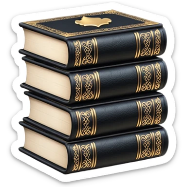 5 black gothic books on top sticker