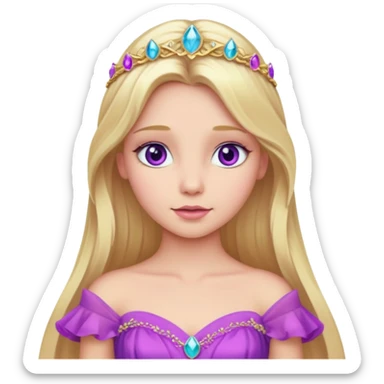 Aurora with long blonde hair, violet eyes, pink outfit sticker