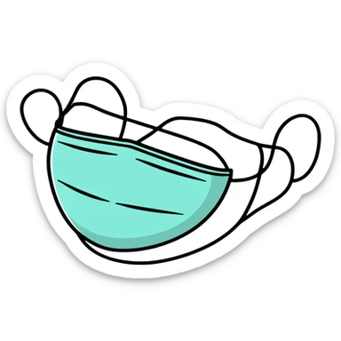 disposable surgical face mask for covid protection, isolated sticker