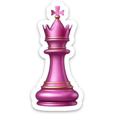 pink glitter chess piece king sticker