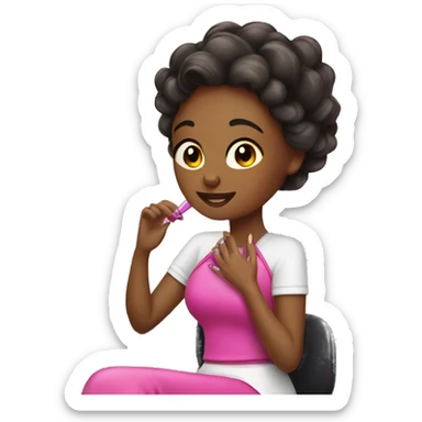 Girl getting a manicure at nail salon sticker