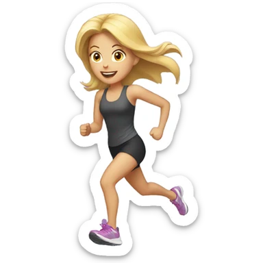Blonde girl running sticker