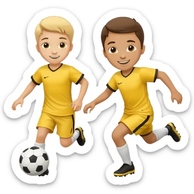 kids play soocer in yellow dress, boys sticker