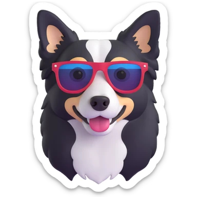 border collie wearing sunglasses sticker
