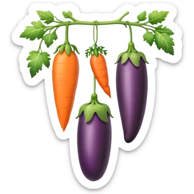 eggplant, cucumber, carrot, hanging sticker