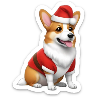 Corgi side body wearing santa costume sticker