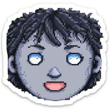 pixel art squinting face sticker