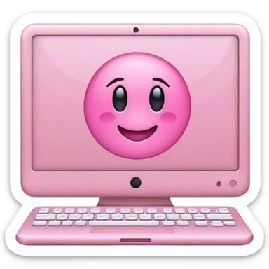 computador com um laço cumprido e estreito na cor rosa claro sticker