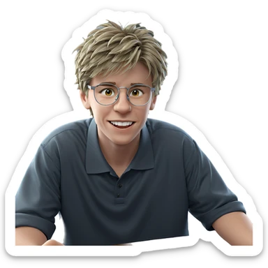 smiling boy by the window sticker