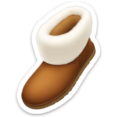 chestnut Uggs from the top view with a fluffy white trim sticker