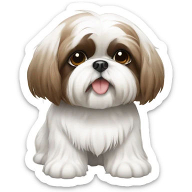 white and brown shih tzu  sticker