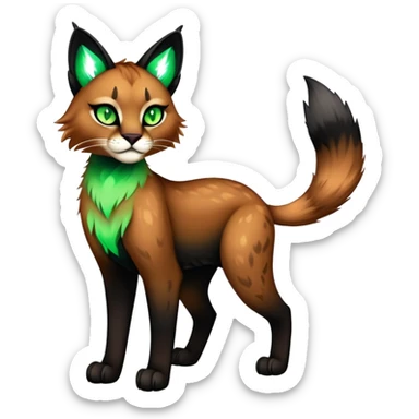 Vibrant dark edgy gothic Falvie-Fionbri-Bobcat-Caracal-creature-sparkle-feline-fursona, full body sticker