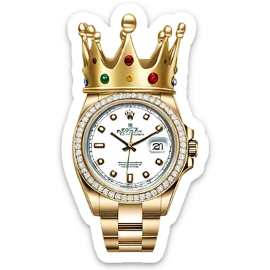 white gold rolex with a king crown sticker