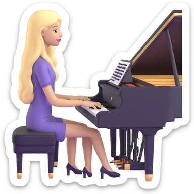 woman with long blonde hair playing the piano sticker
