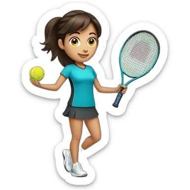 brunet girl tennis sticker