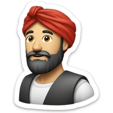 homme avec une longue barbe noir et un turban à carreaux rouges et blancs sticker
