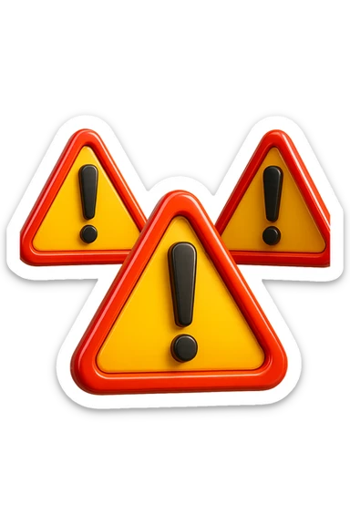 SEGNALI DI PERICOLO CON PUNTO ESCLAMATIVO 3D FLUTTUANO IN ARIA, IPERREALISTICI 4K sticker
