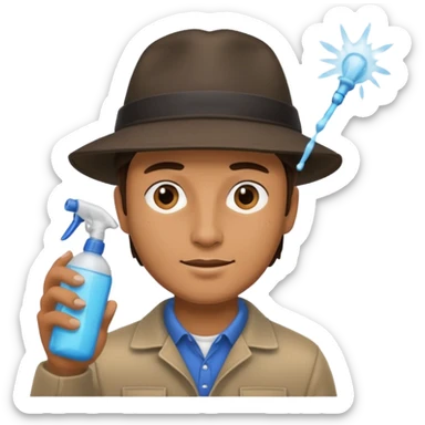 man spraying with spray sticker