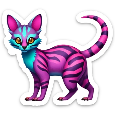  randomly colored colorful light cute lush neon-colored brightly colored Fakémon-Fionbri-Vernid-Genet-creature with markings (full body) sticker