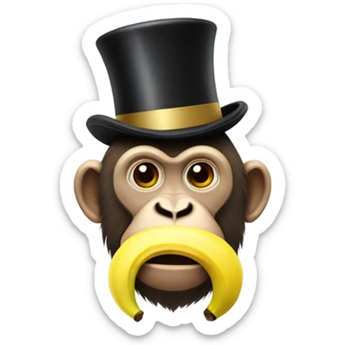 Monkey with banana top hat and banana mustache sticker