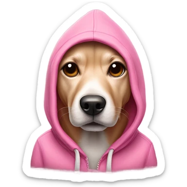 Pink dog with a hoodie sticker