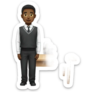 young men dressed in school uniform standing on their tables sticker