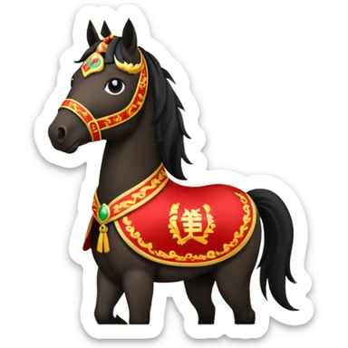 Chinese new year 马，我要有新年气氛的… 背景可以加屋子等吗… 可以加 新年快乐 2026 字眼吗 sticker