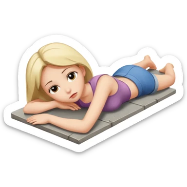 Girl laying on her back on concrete contemplating something serious  sticker