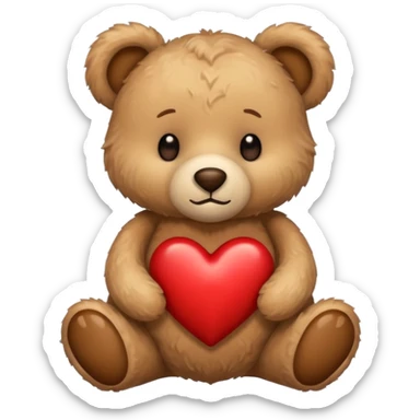 Teddy bear with brown heart sticker