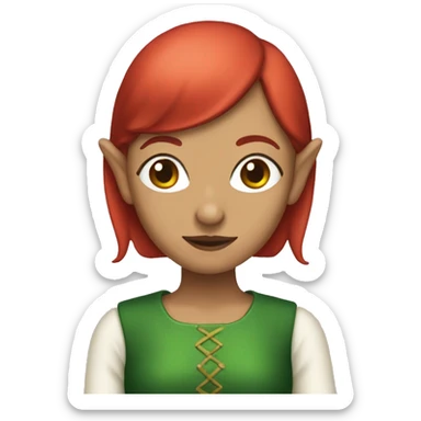Female elf with a red bob cut sticker