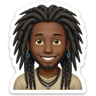 man with dreadlocks and black skin sticker