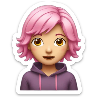 tearful pink haired girl sticker